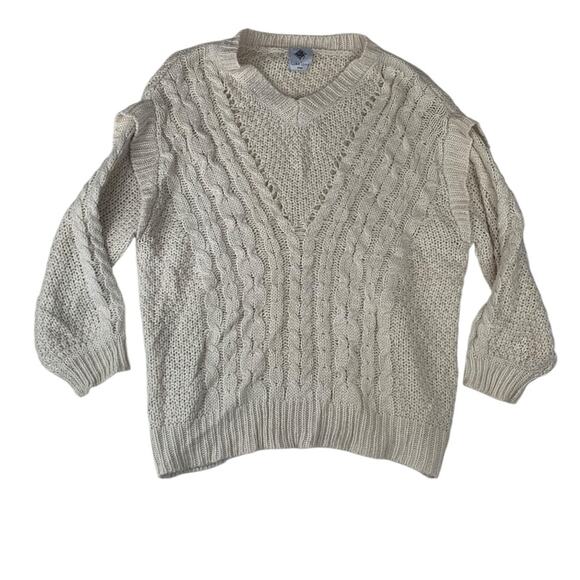 Like Love Sweaters - Like Love size small cream sweater knit ruffle casual cute